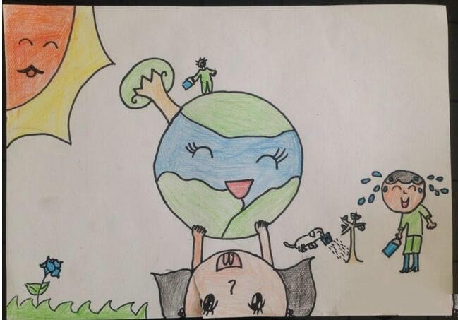 绿化我们的世界儿童植树节画画图片分享