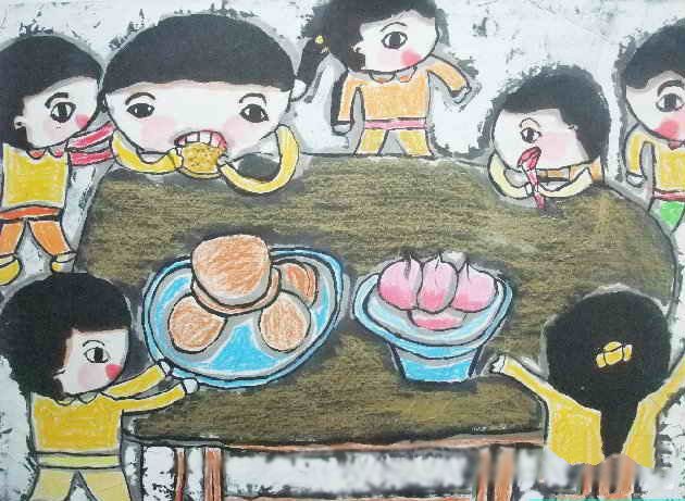 儿童版画 幼儿园的中秋节