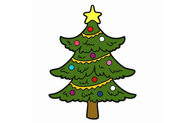 简单漂亮的圣诞树简笔画2