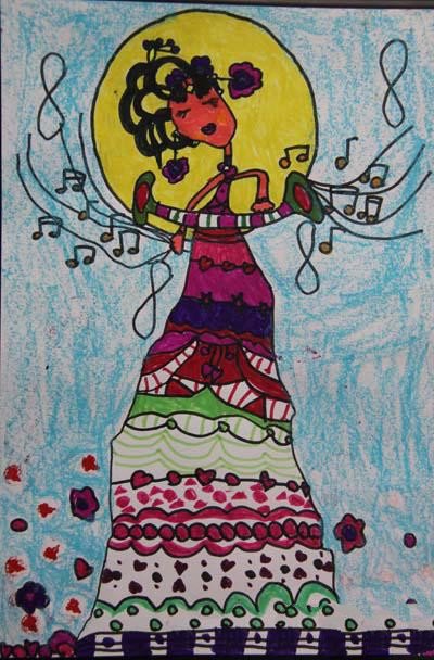 中秋节为主题儿童画-嫦娥跳舞