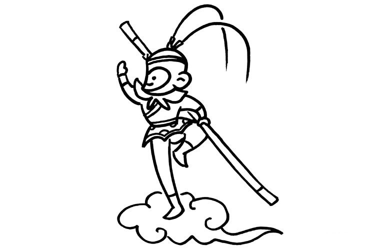 8.然后画他踩着的七彩祥云。