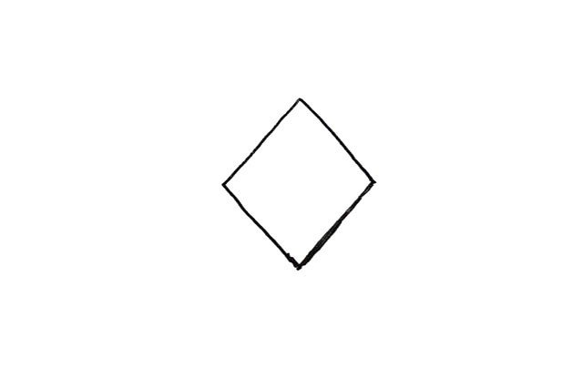 1.先画一个菱形。