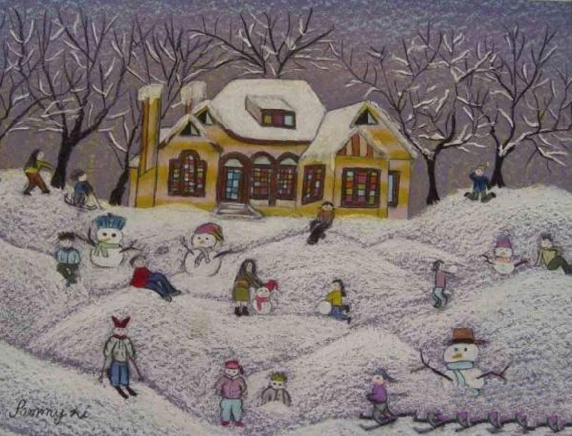 加拿大的冬天，国外儿童绘画作品欣赏