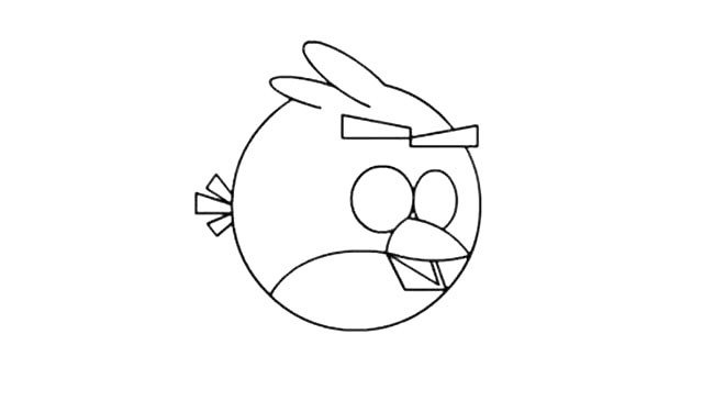6.然后画出小鸟的尾巴， 形成一个扇状。