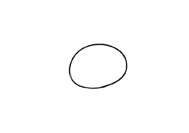 步骤一：先画一个椭圆，作为丹妮的头部
