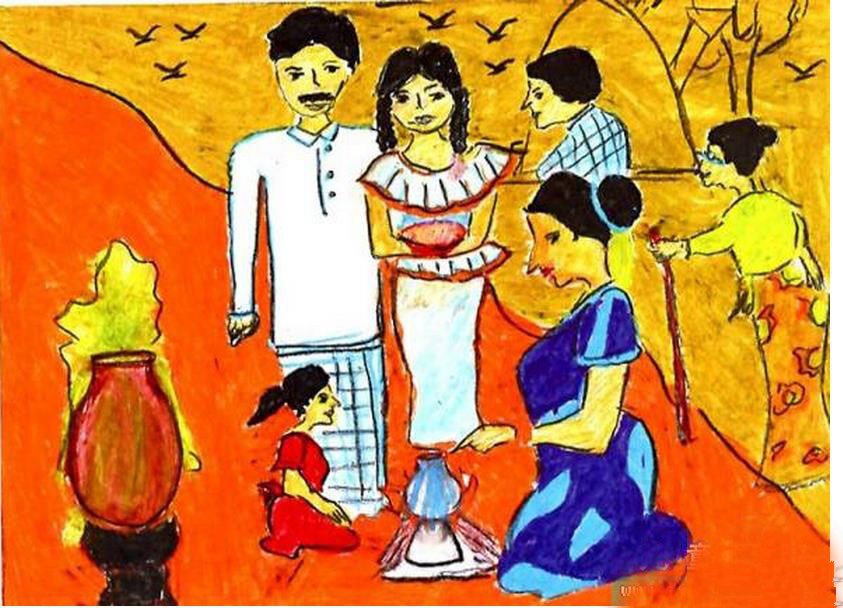 国外儿童获奖绘画作品-新年传统