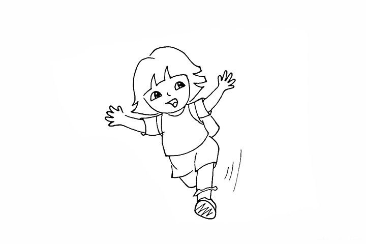 21.向后画出背包的一角。