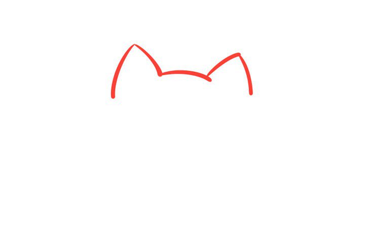 1.先画出招财猫的耳朵。