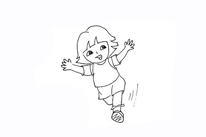 20.在肩膀上画出两条背包的肩带。