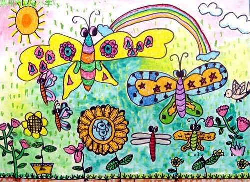 植树节儿童画素材-美丽的蝴蝶