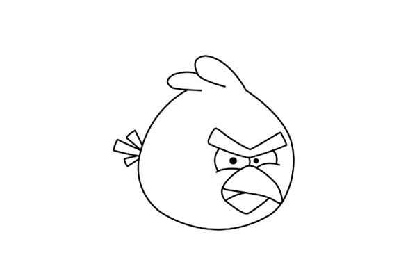 12.接下来我们用马克笔在画好的草图上勾画出愤怒小鸟的整体轮廓，等墨水干后用橡皮擦擦掉铅笔的素描线条。