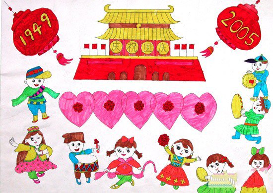 庆祝国庆节儿童画画作品