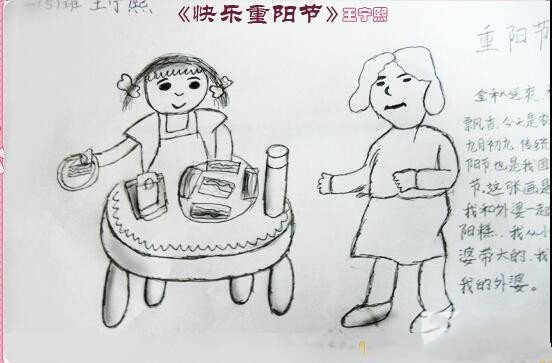 儿童画重阳节的画-快乐重阳节