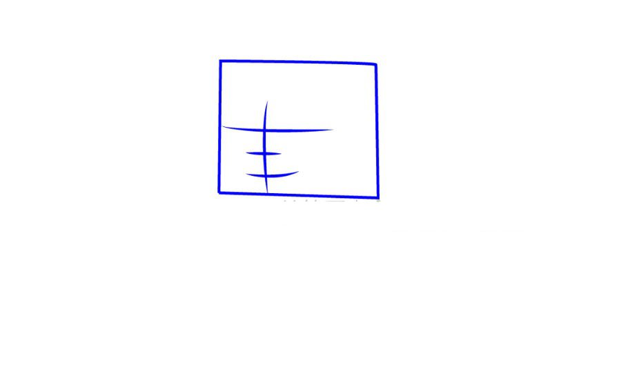 步骤一：画正方形勾出马林的头部驾驶舱部分
