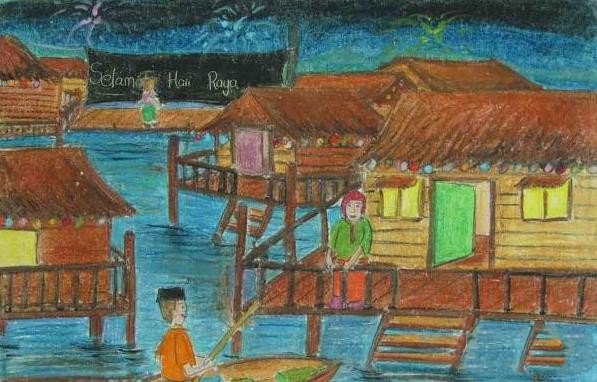 国外儿童画作品欣赏-马来新年
