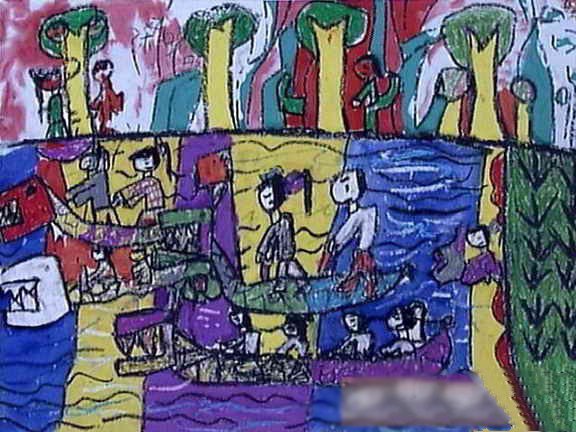 端午节儿童画 龙舟赛