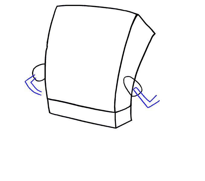 第4步：从椭圆形套筒延伸两条直线。