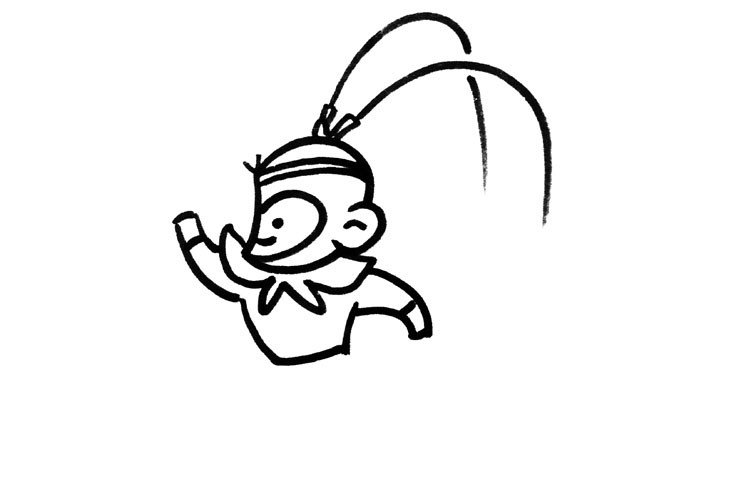 3.画出他的身体和胳膊。