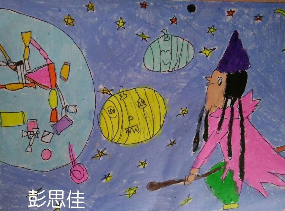 万圣节比赛儿童画图片,小学生儿童画作品欣赏