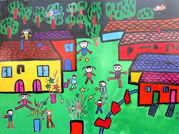 2017欢度春节儿童画的绘画作品