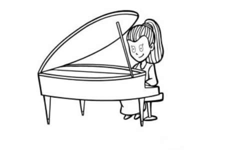 弹钢琴的人简笔画画法