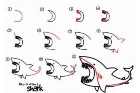 如何画鲨鱼 鲨鱼简笔画教程