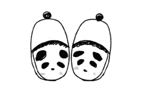熊猫拖鞋简笔画教程
