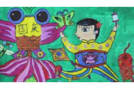 国庆放风筝,国庆节主题儿童画分享
