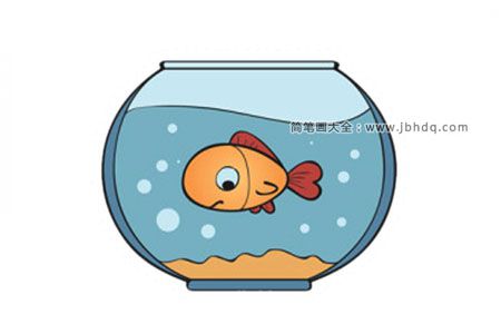 鱼缸里可爱的小金鱼简笔画图片