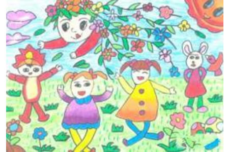 关于春天的图画儿童画作品欣赏