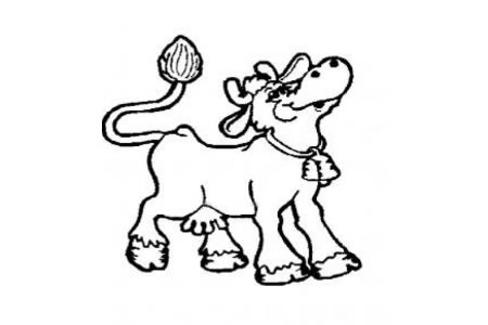戴铃铛的奶牛简笔画