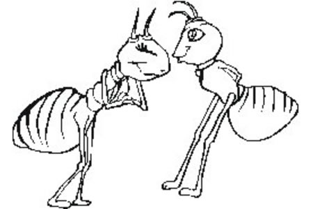两只可爱的卡通蚂蚁