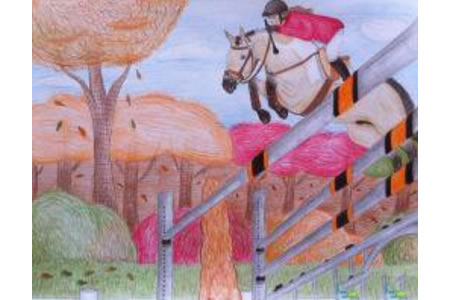 去野外骑马画一幅关于秋天的画
