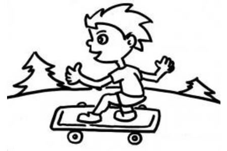幼儿学画人物 玩滑板的小男孩