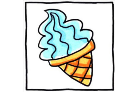 四步画出可爱简笔画 柔软蛋卷冰淇淋