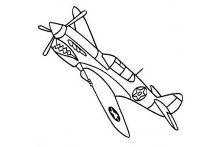飞机简笔画大全 美国P-40战斗机
