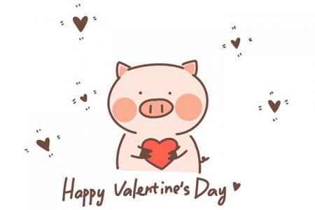 情人节画一只可爱的告白小猪