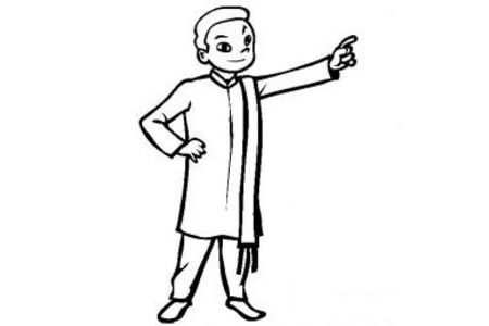 世界名族服饰简笔画 巴基斯坦小男孩简笔画图片