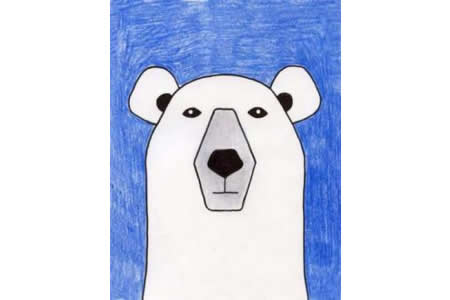 北极熊先生简单的动物画画作品欣赏