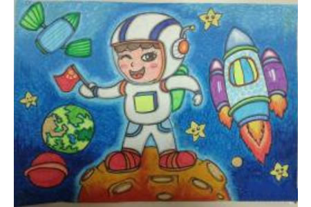 去太空旅行的日子,国庆节日儿童画作品大全