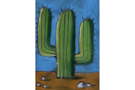 沙漠中的仙人掌植物主题画图片分享