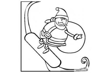 圣诞老人简笔画 圣诞老人滑雪简笔画图片