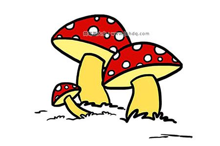 草地上的蘑菇简笔画