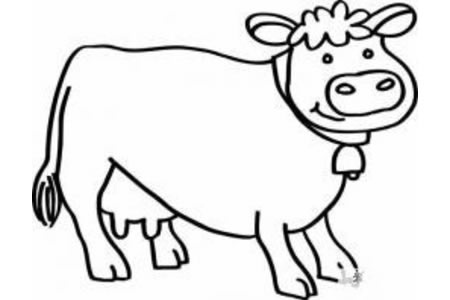 儿童线描简笔画小奶牛