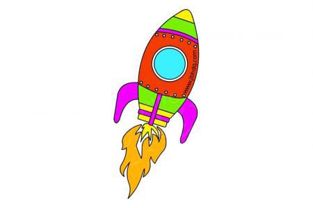 太空火箭简笔画带颜色