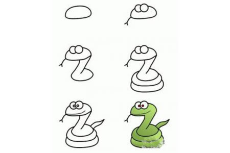小学生关于蛇的简笔画学习步骤