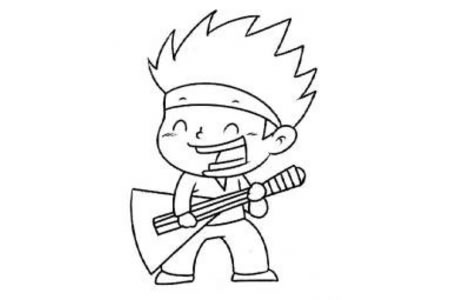 弹吉他的小男孩简笔画图片