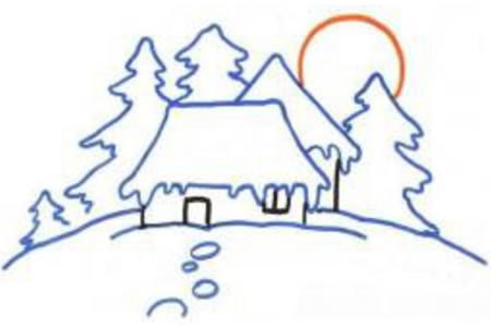 儿童学画画 雪地风景简笔画