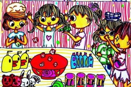 儿童关于中秋节搏饼儿童图画作品