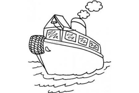 海里行驶的轮船简笔画